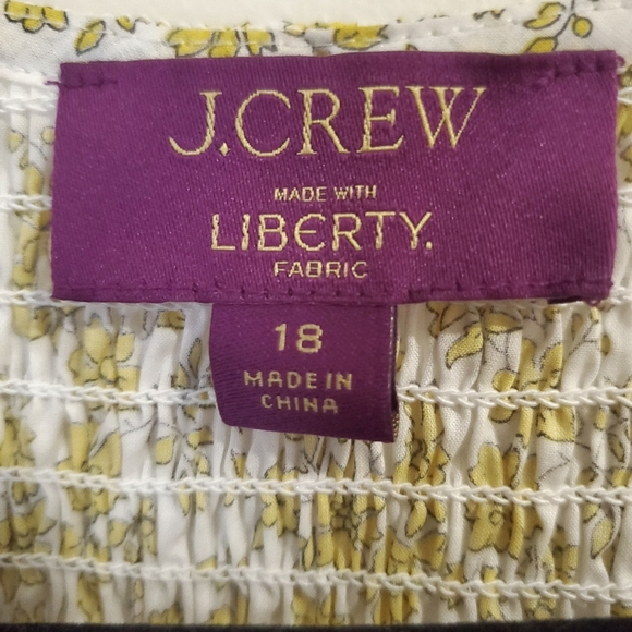 J CREW Plus Size Liberty Smocked Blouse Top Puff-Sleeve Capel Butter Yellow 18 - Picture 13 of 15